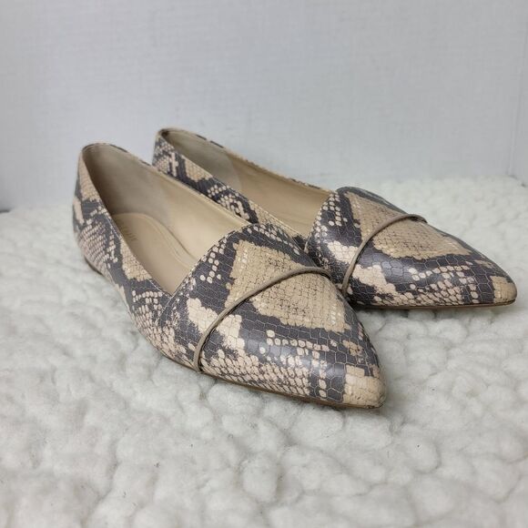 Cole Haan Ellora Skimmer Women's Size 7.5 Ballet Python Print Pointed Toe Shoes - Picture 1 of 9
